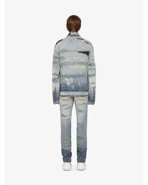 Givenchy Blue Destroyed Oversized Denim Jacket for men