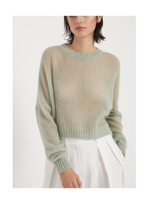 Brunello Cucinelli Natural Crew-Neck Open-Knit Jumper