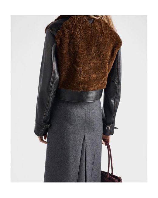 Prada Brown Leather And Shearling Jacket