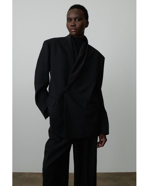 The Row Black Double-Breasted Tuxedo Suit Coat