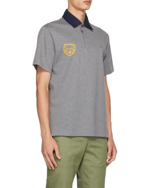 Lanvin Gray Short-Sleeved Lapel Polo Shirt for men