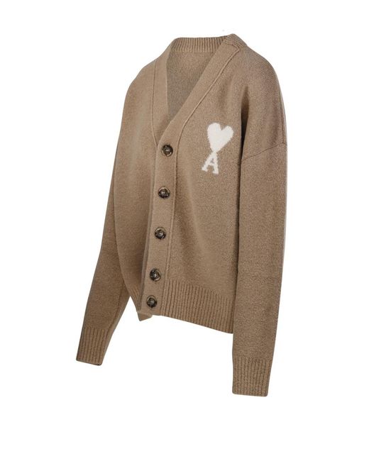 AMI Brown Long-Sleeved Cardigan