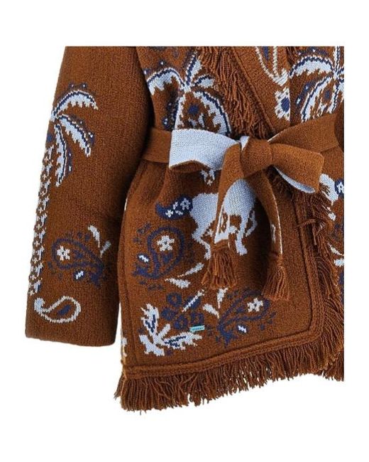 Alanui Brown Long-Sleeve Open-Front Cardigan