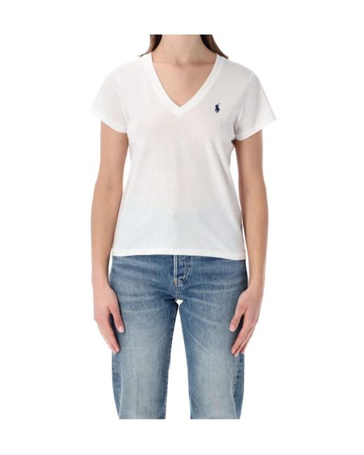 Polo Ralph Lauren White V-Neck Logo T-Shirt
