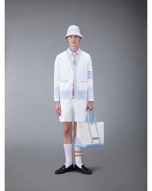 Thom Browne White Hector Intarsia Cardigan for men