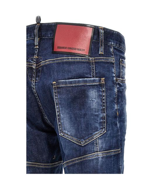 DSquared² Blue Straight-Leg Distressed Skinny Jeans for men