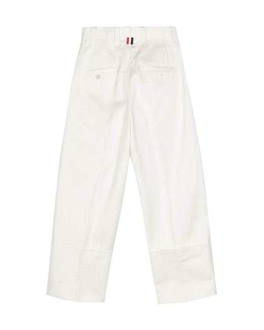 Thom Browne White Pressed-Crease Tapered Trousers