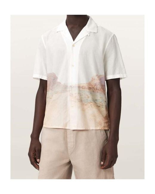 AllSaints White Monument Short Sleeve Boxy Shirt for men