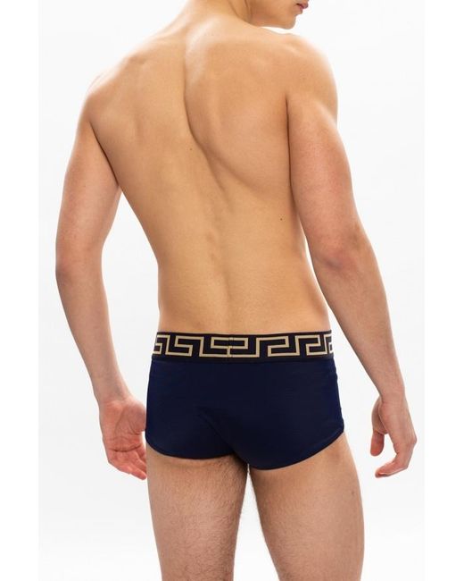 Versace Blue Medusa Greca Band Swim Briefs for men