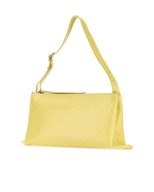 Jil Sander Yellow Folded Edge Zipped Medium Shoulder Bag