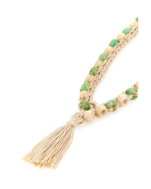 Alanui Metallic Two-Toned Embellished Crochet Necklace