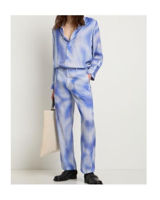 FEDERICO CINA Blue Printed Casual Pants for men