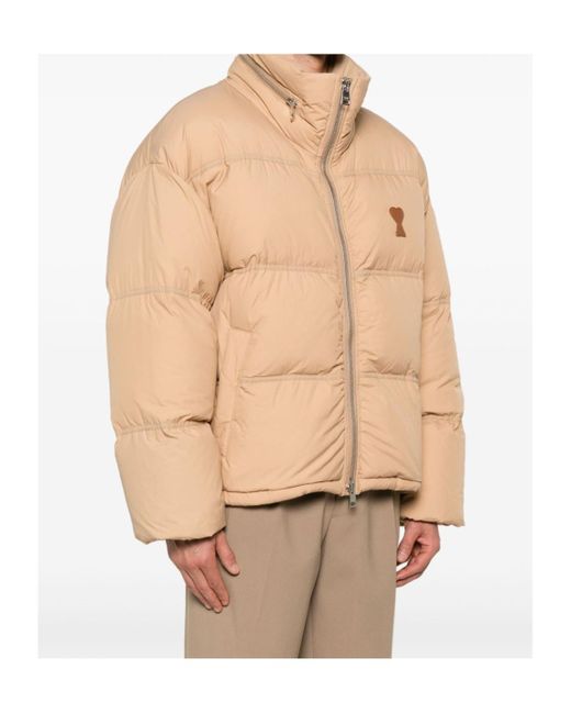 AMI Natural Ami De Coeur Puffer Jacket for men