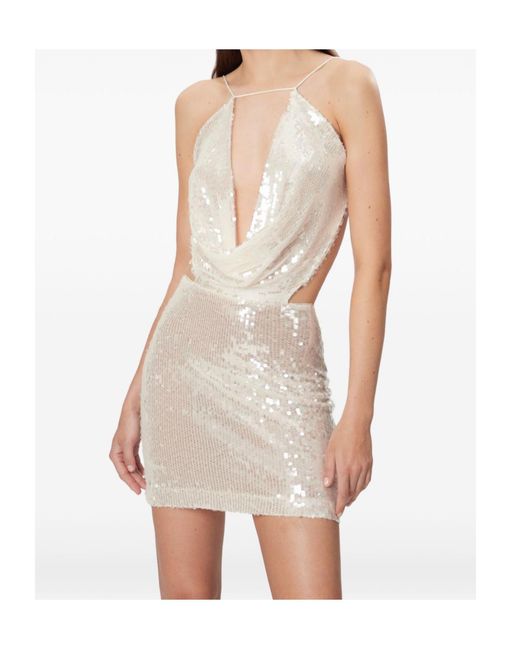 Amazuìn White Sequined Cutout Dress