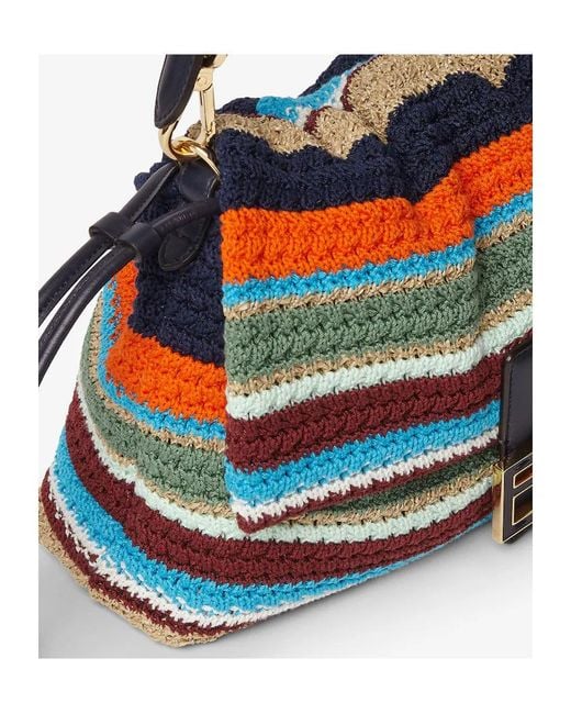 Fendi Multicolor Medium Mamma Baguette Striped Tote Bag