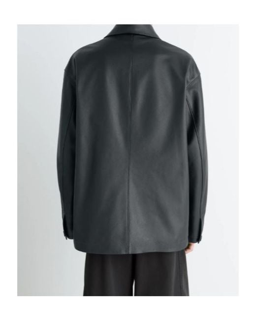 Lemaire Black Leather Workwear Jacket for men