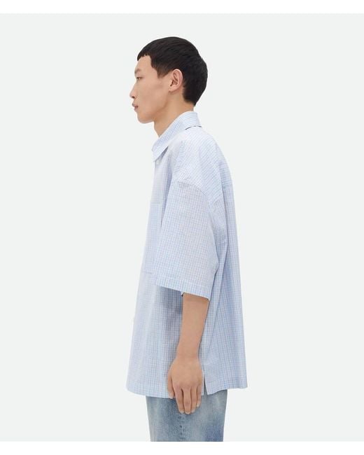 Bottega Veneta White Bv Embroidered Check Overshirt for men