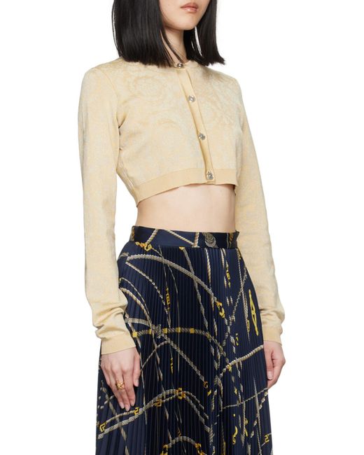Versace Natural Barocco Button-Up Cropped Cardigan
