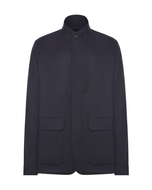 Zegna Blue Water-Repellent Jacket for men