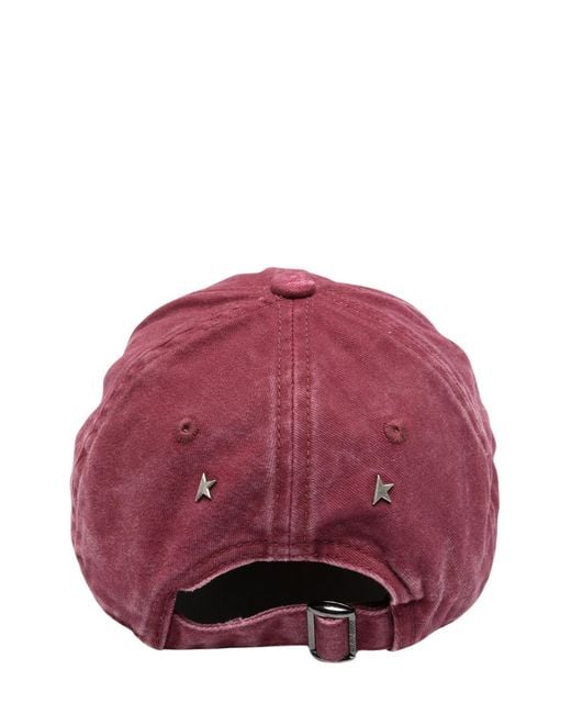 Golden Goose Deluxe Brand Pink Logo-Patch Star-Stud Baseball Cap