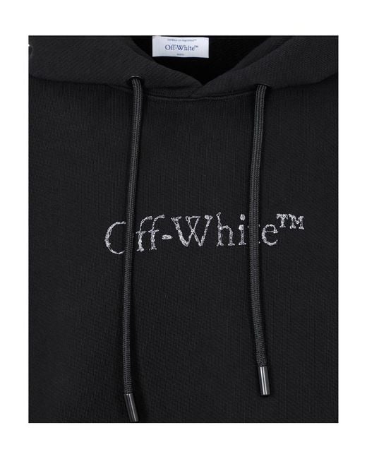 Off-White c/o Virgil Abloh Black Diag Stripe-Embroidered Cotton Hoodie for men