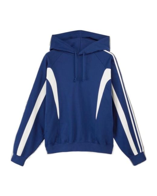 Y-3 Blue Hooded Colour-Block Sweatshirt for men