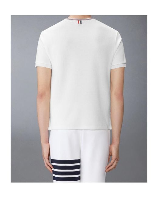 Thom Browne White Rwb-Stripe Crewneck T-Shirt for men