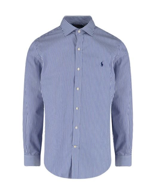 Polo Ralph Lauren Blue Slim Fit Striped Shirt for men