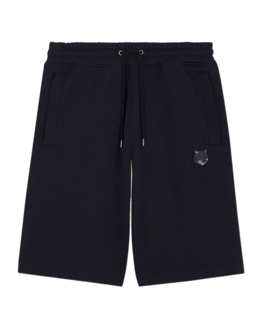 Maison Kitsuné Blue Maison Kitsuné Bold Fox Head Patch Oversize Jog Shorts for men