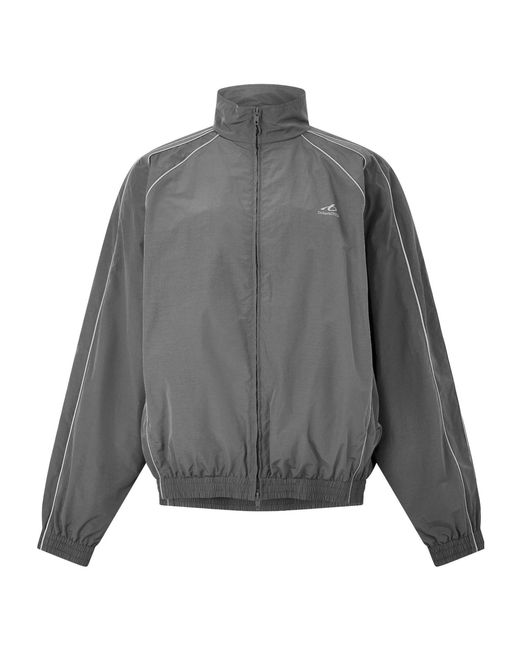 Balenciaga Gray Zip-Up Stand Collar Track Jacket for men