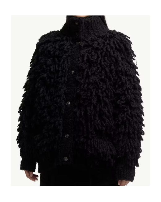 Moncler Blue Textured Wool Blend Cardigan
