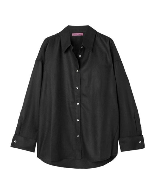 The Elder Statesman Black Wool And Cashmere Blend Shirt