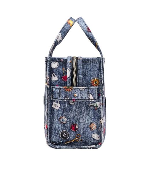 Marc Jacobs Blue The Trompe L'Oeil Trinket Canvas Small Tote Bag
