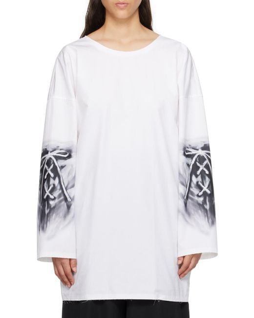 we11done White Abstract-Print Cotton Blouse