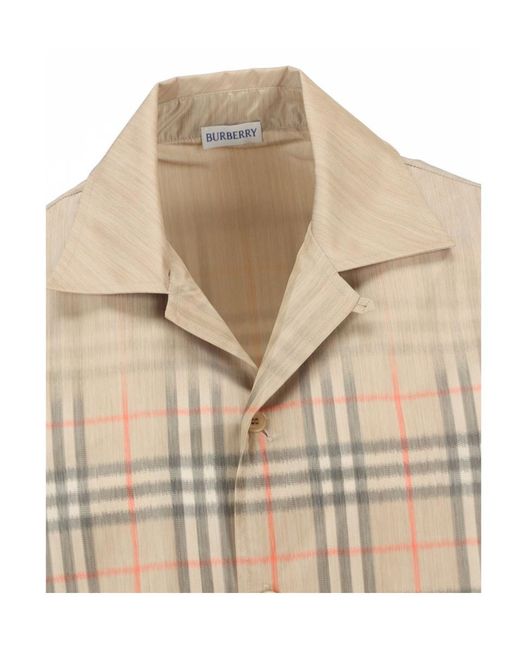 Burberry Natural Short Sleeved Checked Shirt for men