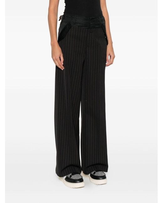 Sacai Black Striped Straight Leg Pants