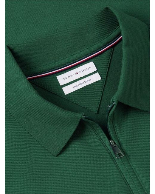 Tommy Hilfiger Green Regular Fit Zip Placket Polo Shirt for men