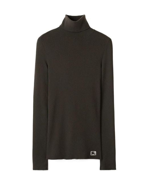 Burberry Black Equestrian Knight Roll-Neck Knitted Jumper