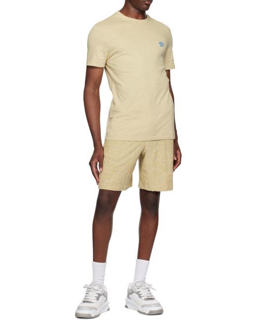 Versace Natural Logo-Embroidered Crewneck T-Shirt for men