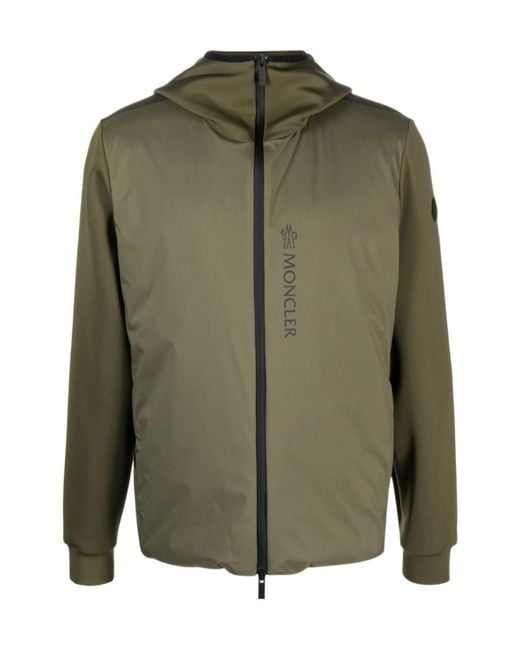 Moncler Green Logo-Print Reflective Bomber Jacket for men