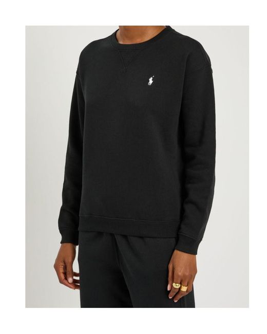Polo Ralph Lauren Black Logo-Embroidered Cotton-Blend Sweatshirt