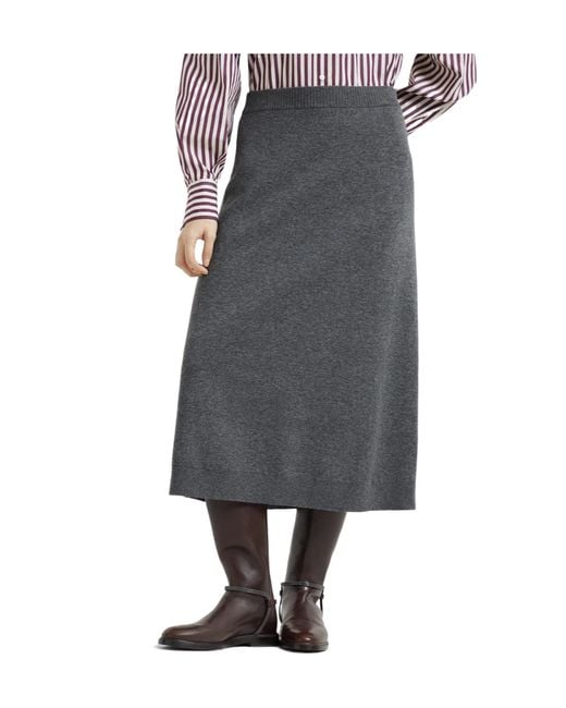 Brunello Cucinelli Gray Knitted Midi Skirt