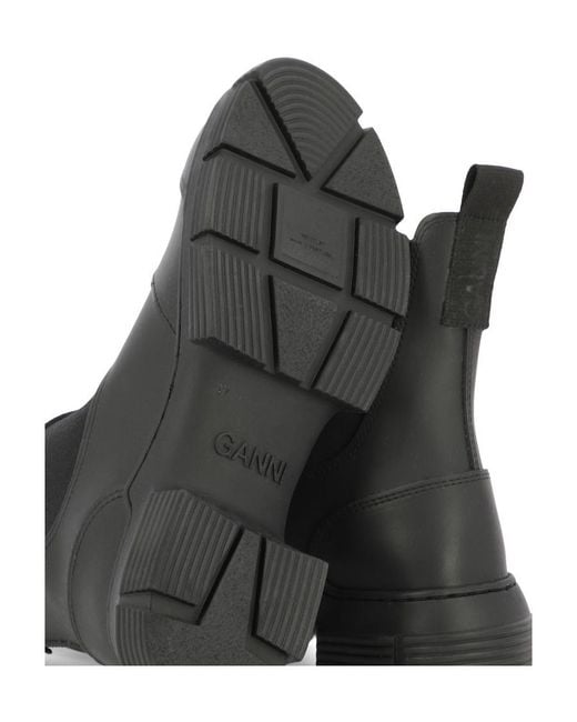 Ganni Black Citty Round-Toe Slip-On Ankle Boots