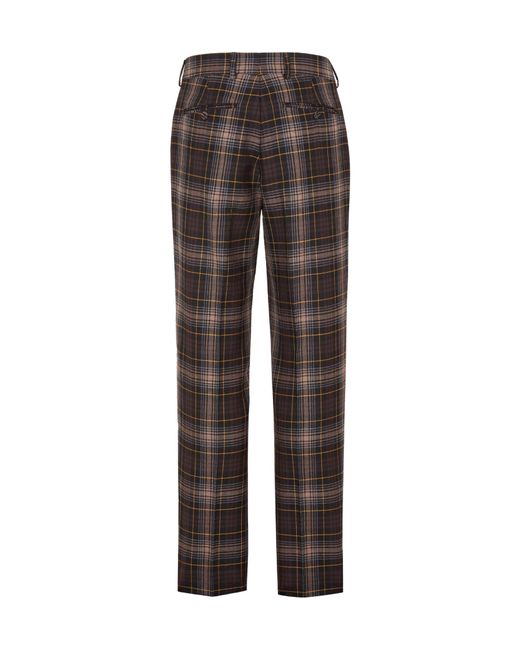 Fendi Brown Tartan Check Tapered-Leg Trousers for men