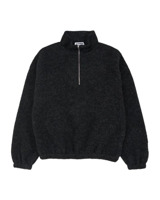 Jil Sander Black Half-Zip Sweatshirt for men