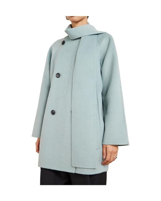 Proenza Schouler Blue Scarf-Detailed Wool-Blend Coat