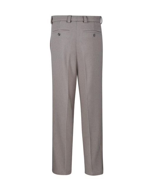 AMI Gray Straight-Leg Pleat-Detailed Trousers for men