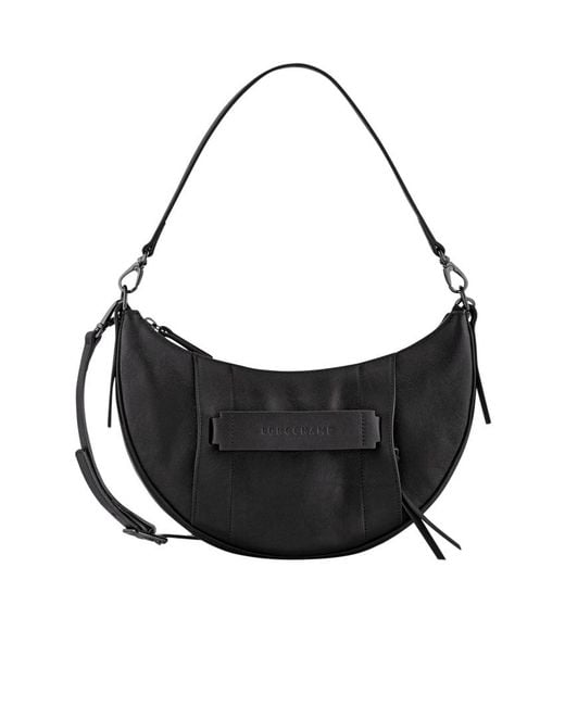 Longchamp Black Crescent-Shaped Zipped Shoulder Bag