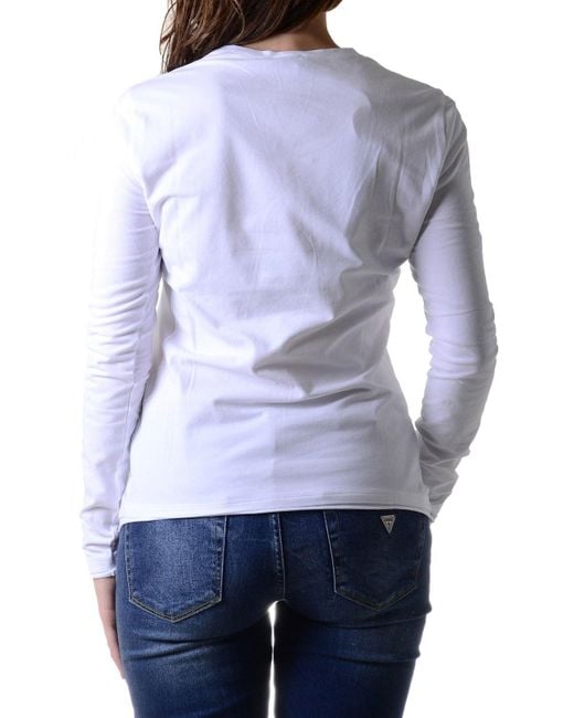Armani Jeans White Logo Long-Sleeved T-Shirt
