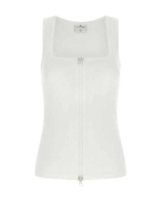 Courreges White Ribbed-Knit Zip-Up Tank Top